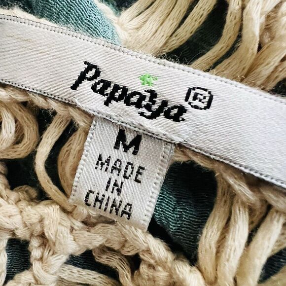 Papaya Blue & Cream Lacy Fringe Boho Hippie Gypsy Cardigan Festival Concert Med - Picture 10 of 11